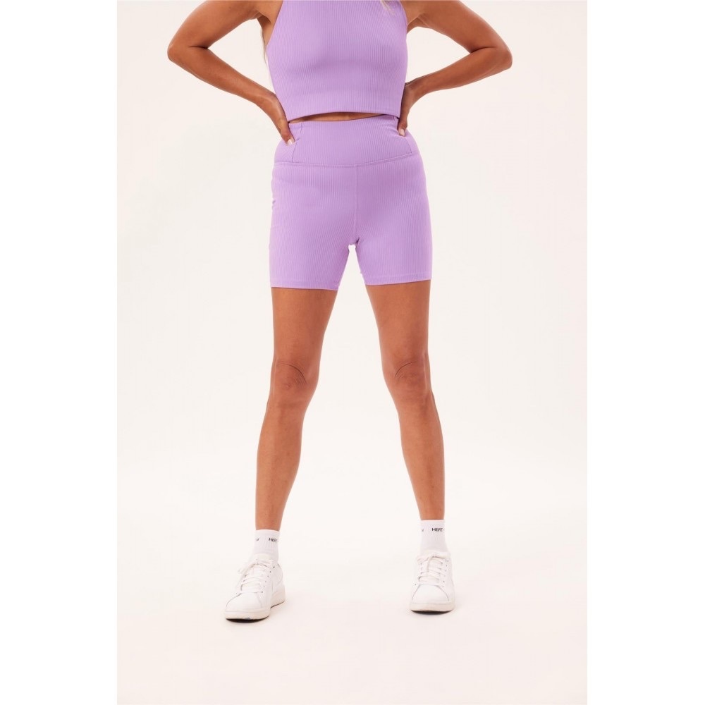 Girlfriend Collective - RIB High Rise Run Short in Violet, NWT, size M